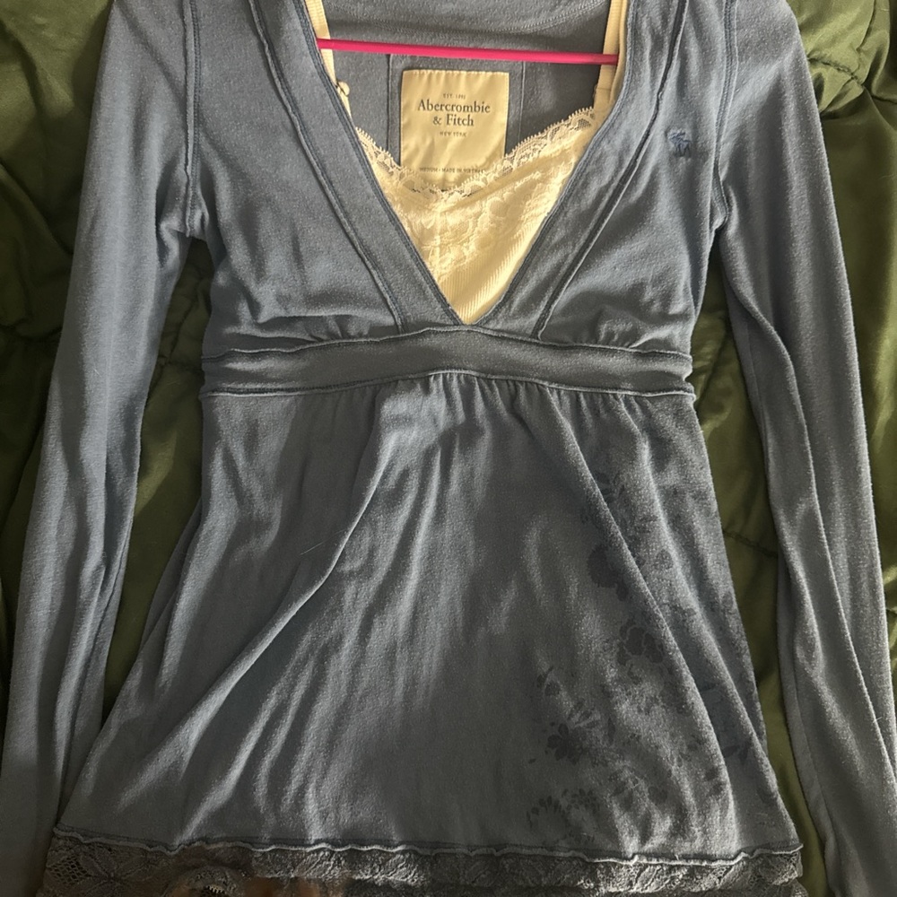 Abercrombie & Fitch Slate Blue Long Sleeve Top